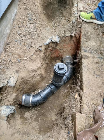A section of copper supply pipe being replaced
